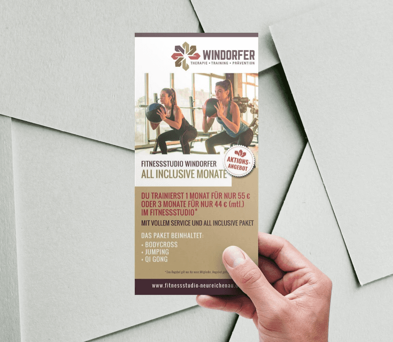 Flyer-Mockup Fitnessstudio Windorfer.
