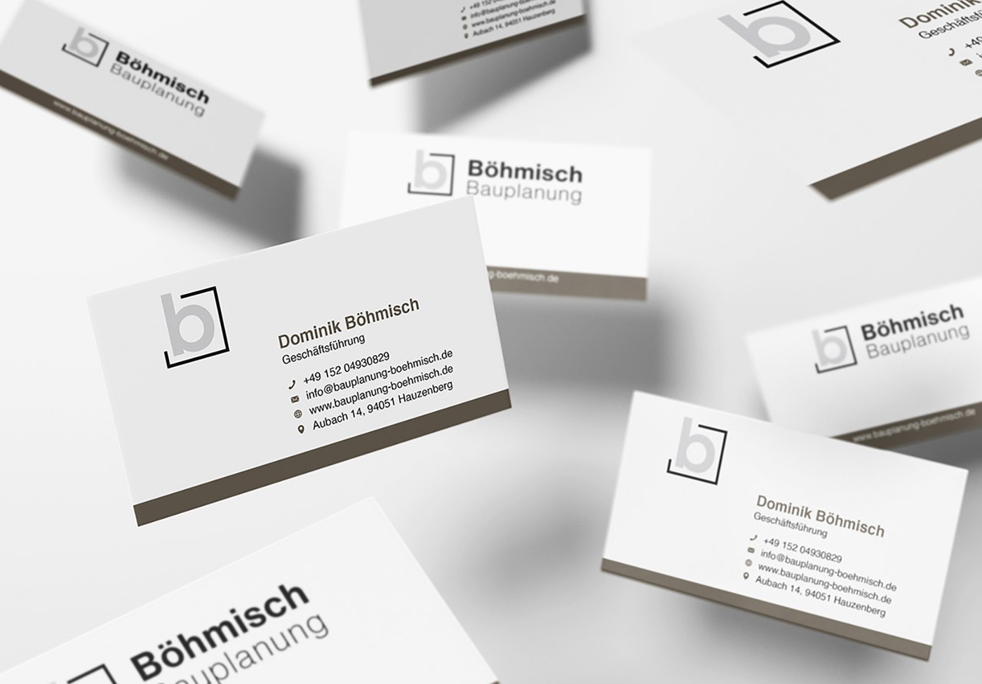 Mockup eines modernen Corporate Designs für Bauplanung und Architektur (Böhmisch Bauplanung).