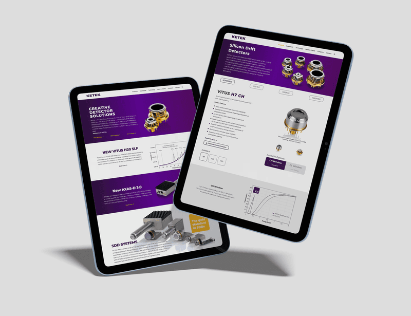 Website-Mockup KETEK auf Tablets.