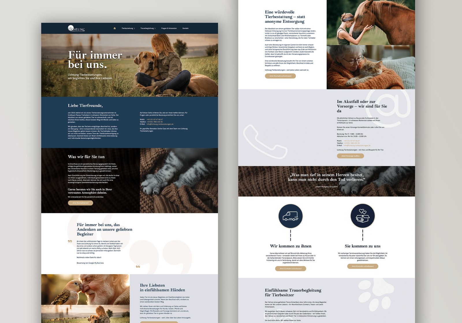 Projektfoto zum Website-Redesign für Lichtung Tierbestattungen.